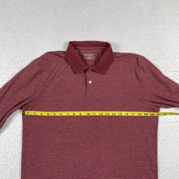 UNTUCKit Cero Long Sleeve Polo Shirt Red Stripe Men’s Medium - Picture 6 of 10